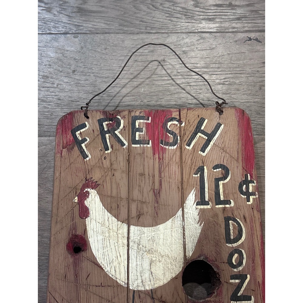 Vintage Farmhouse Wooden Sign Fresh Eggs 12 Cents Rustic Hen Wall Decor 12x9.5 - Picture 4 of 7
